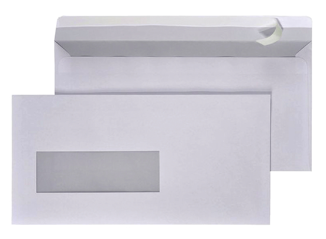 Envelop Hermes EA5/6 110x220mm venster 4x11links zelfklevend 500 stuks