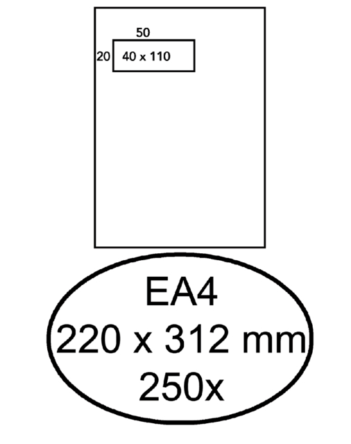 Enveloppe Hermes EA4 220x312mm fenêtre gauche 4x11 AC blanc 250 pièces