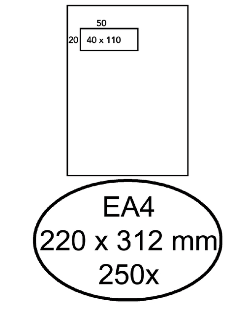 Enveloppe Hermes EA4 220x312mm fenêtre gauche 4x11 AC blanc 250 pièces