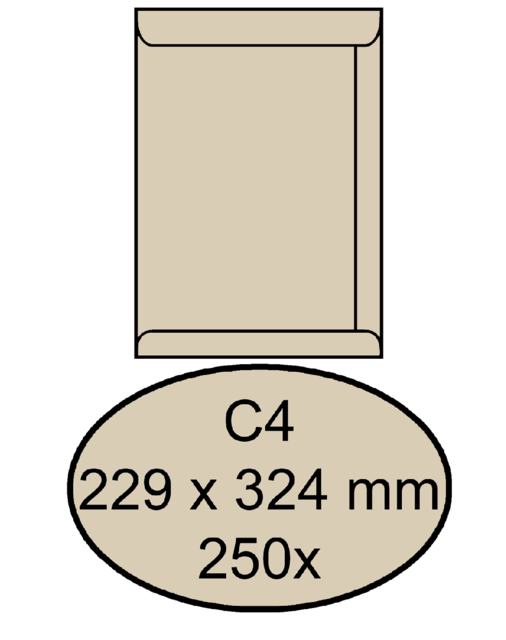 Enveloppe Quantore C4 229x324mm gommée kraft crème 250 pièces