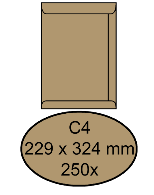 Enveloppe Quantore C4 229x324mm gommée kraft brun 250 pièces