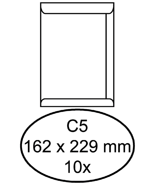 Envelop Hermes akte C5 162x229mm zelfklevend wit pak à 10 stuks