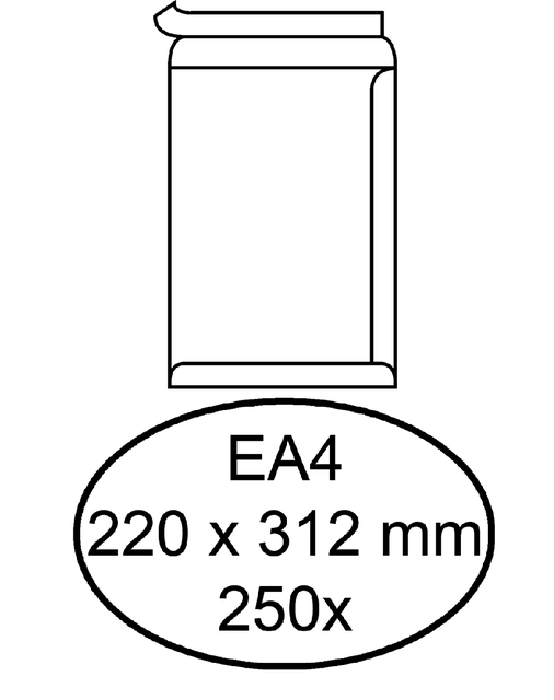Enveloppe Hermes EA4 220x312mm autocollant blanc 250 pièces