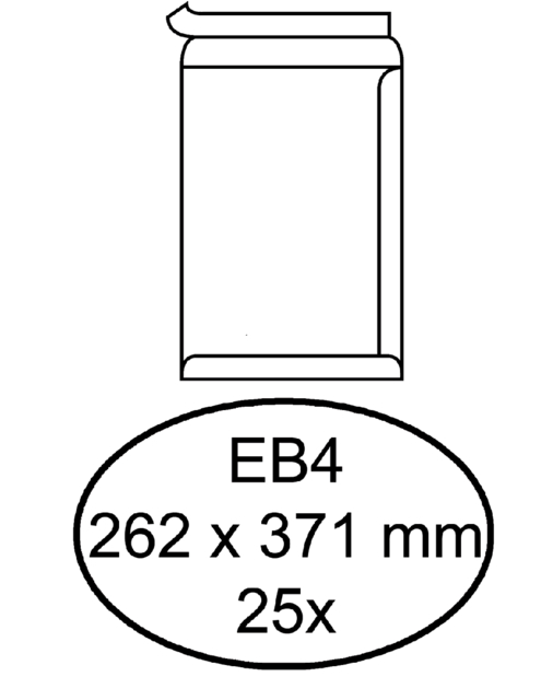 Envelop Hermes akte EB4 262x371mm zelfklevend wit pak à 25 stuks