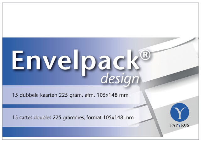 Carte double Papyrus Envelpack Design A6 105x148mm blanc 894456 15 pièces