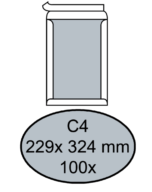 Enveloppe Quantore dos carton C4 229x324mm autocollante blanc 100 pièces