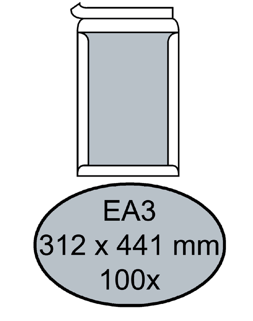 Enveloppe Quantore dos carton EA3 312x441mm autocollant blanc 100 pièces