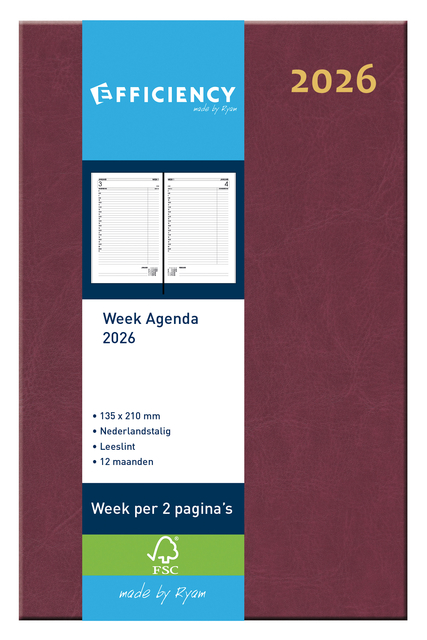 Agenda 2026 Ryam Efficiency Baladek 7dagen/2pagina's bordeaux