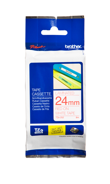 Labeltape Brother P-touch TZe-252 standaard 24mm rood op wit