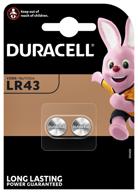 Pile bouton Duracell 2x LR43 alcaline Ø11,6mm