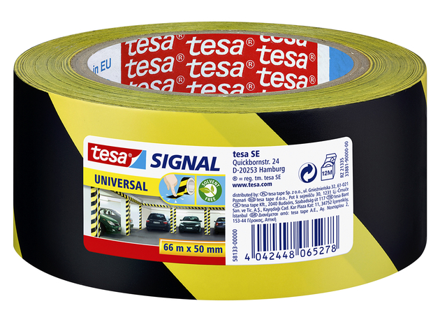 Waarschuwings- en markeringstape tesa® Signal Universal 66mx50mm geel/zwart