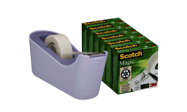 Dévidoir Scotch C18 lavande + 6 rouleaux Magic Tape 19mmx33m