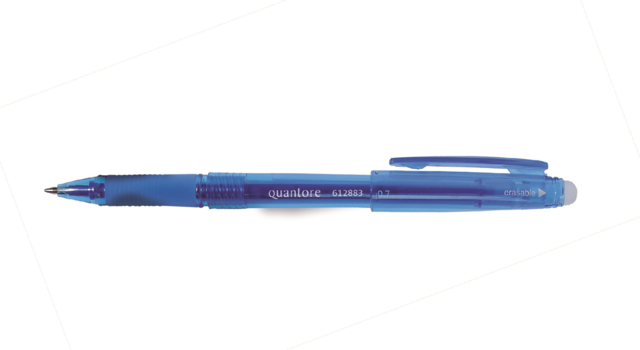 Stylo gel Quantore effaçable 0,7mm bleu