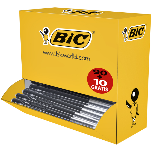 Stylo bille BIC M10 Medium noir boîte 90+10 gratuits