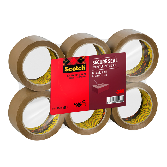 Verpakkingstape Scotch Secure Seal 50mmx66m bruin 6 rollen