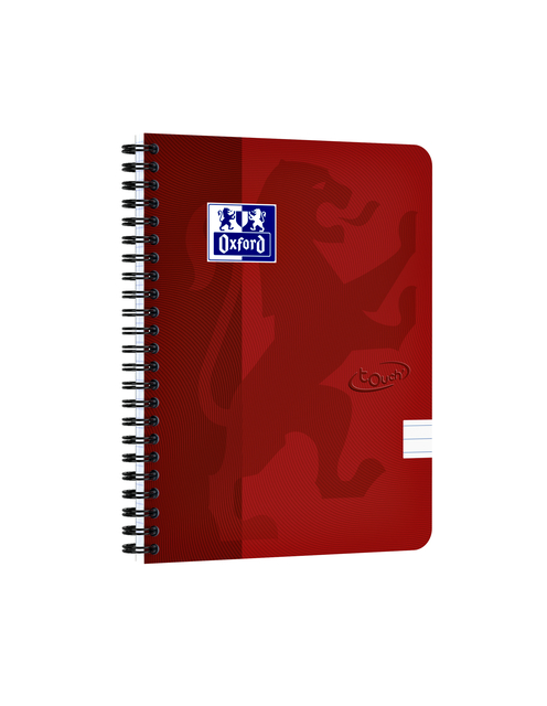 Cahier à spirale Oxford Touch A5 ligné 140 pages 80g rouge