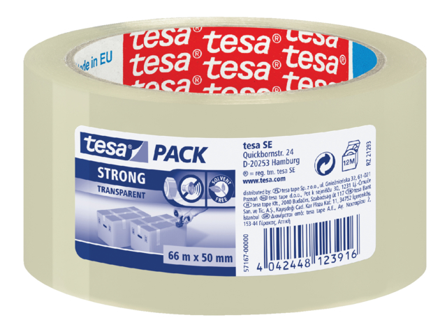 Verpakkingstape tesapack® Strong 66mx50mm PP transparant