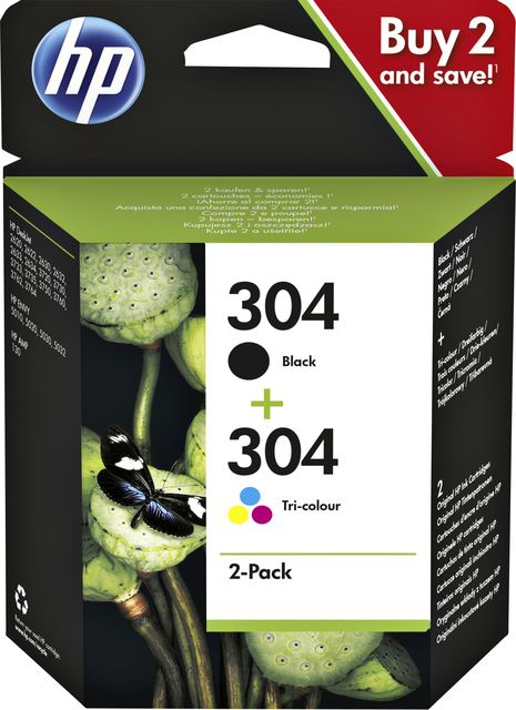 Cartouche d''encre HP 3JB05AE 304 noir+couleur