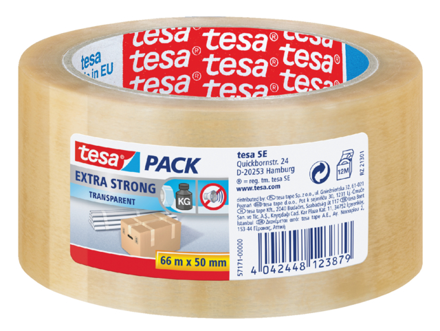 Verpakkingstape tesapack® Extra Strong 66mx50mm transparant