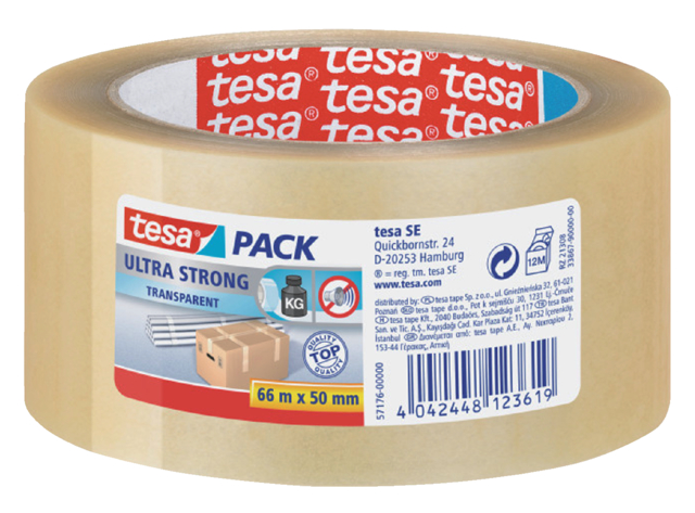 Verpakkingstape tesapack® Ultra Strong 66mx50mm transparant