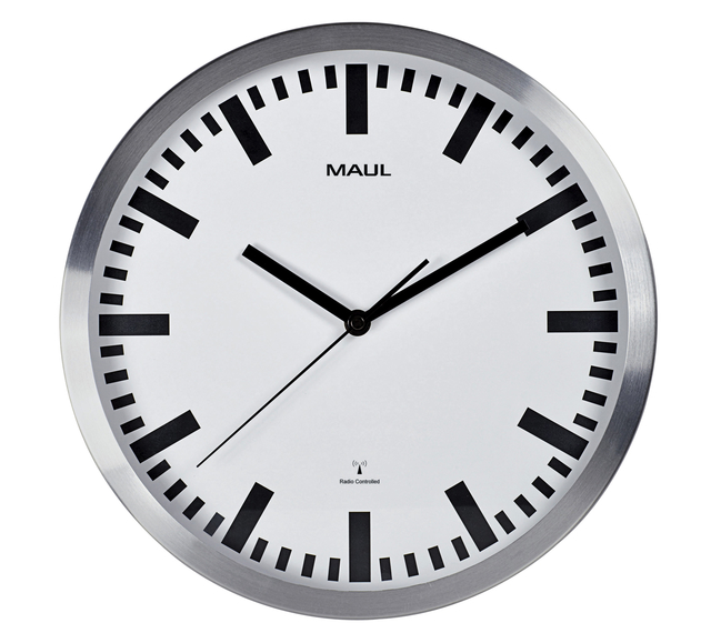 Horloge murale MAULpilot Ø30,5x4,5cm aluminium/blanc avec pile