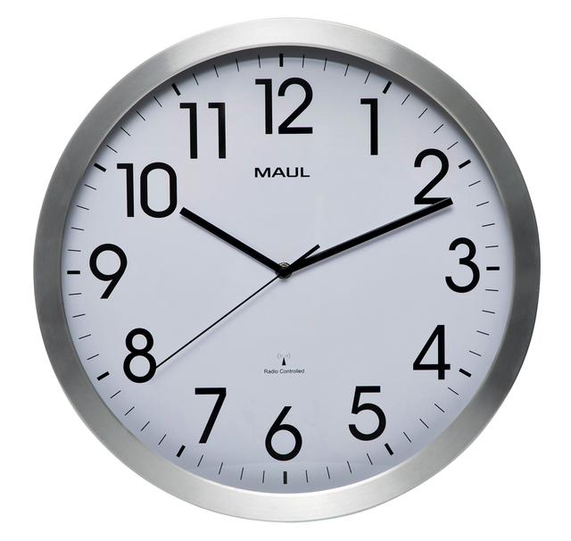 Horloge murale MAULmove RC Ø400x45mm aluminium/blanc avec pile