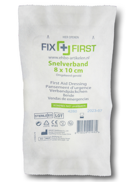 Snelverband FixFirst gerold 8x10cm 10 stuks