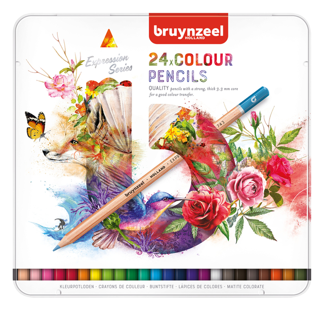 Crayon de couleur Bruynzeel Expression boîte métal 24 couleurs