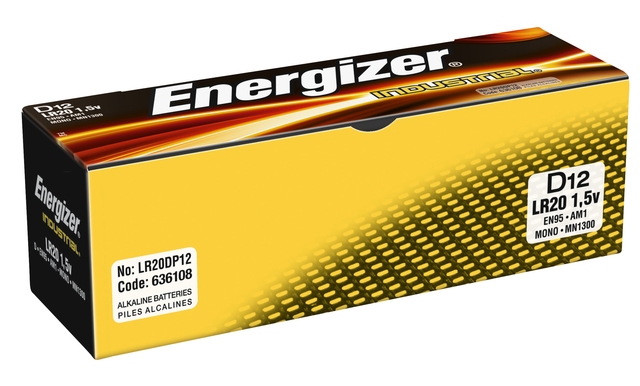 Pile Energizer Industrial D alcaline boite 12 pièces