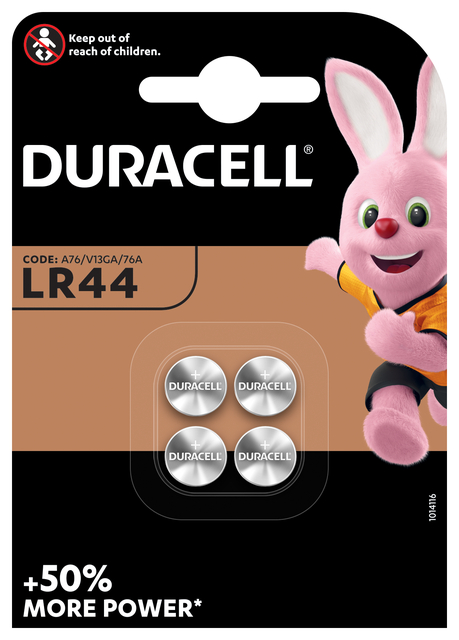 Pile bouton Duracell 4x LR44 alcaline Ø11,6mm