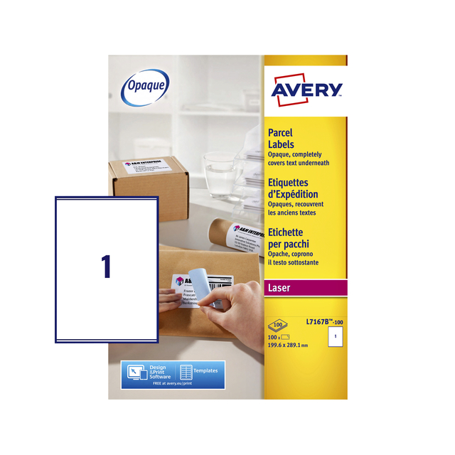Etiket Avery L7167B-100 199.6x289.1mm blockout 100 etiketten