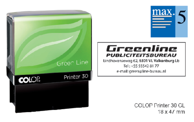 Tekststempel Colop 30 green line personaliseerbaar 5regels 47x18mm