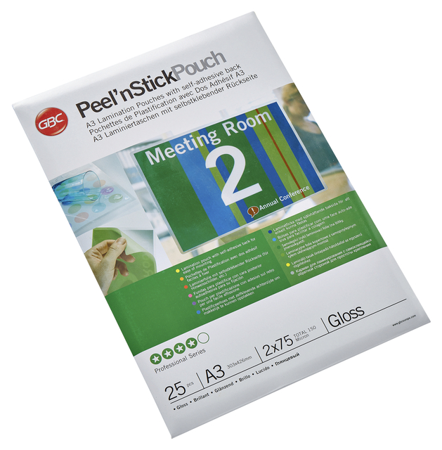 Pochette de plastification GBC A3 autocollante 2x75 microns 25 piéces