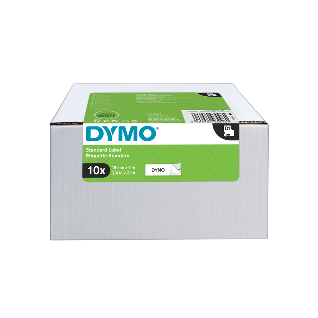 Ruban étiquettes Dymo LabelManager D1 polyester 19mm noir sur blanc 10 pièces