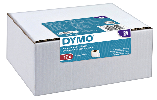 Etiquette adresse Dymo LabelWriter 28x89mm 12 rouleaux 130 pcs blanc