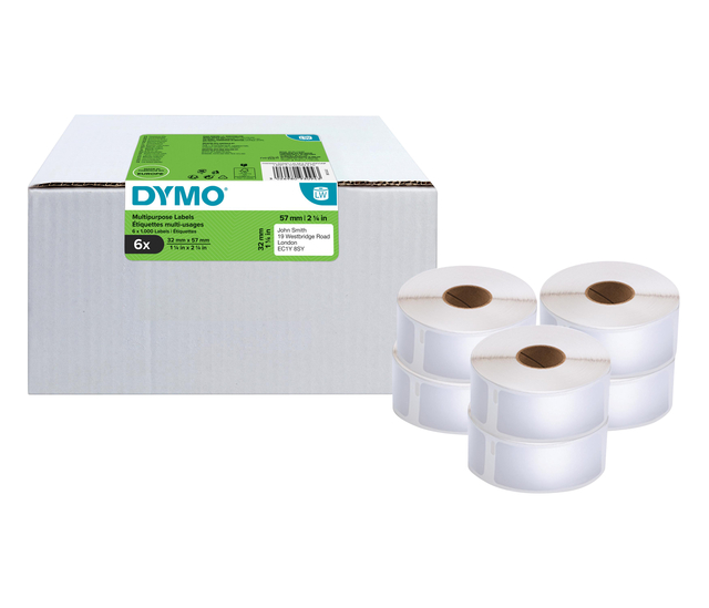 Etiquette Dymo LabelWriter multifonctionnelle 32x57mm 6rlx à 1000 pièces