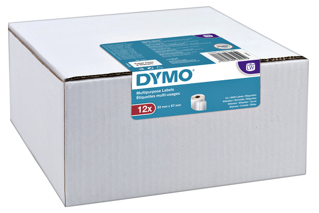 Etiquette Dymo LabelWriter multifonctionnelle amovible 32x57mm 12 rouleaux 1000 pcs blanc