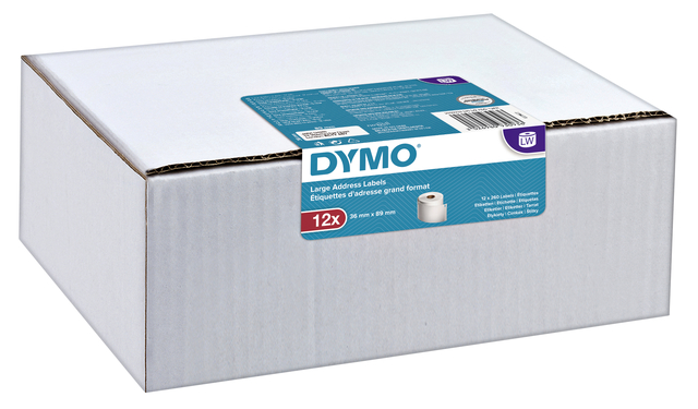 Etiket Dymo LabelWriter adressering 36x89mm 12 rollen á 260 stuks wit