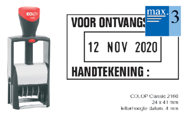 Woord-datumstempel Colop 2160 personaliseerbaar 24x41