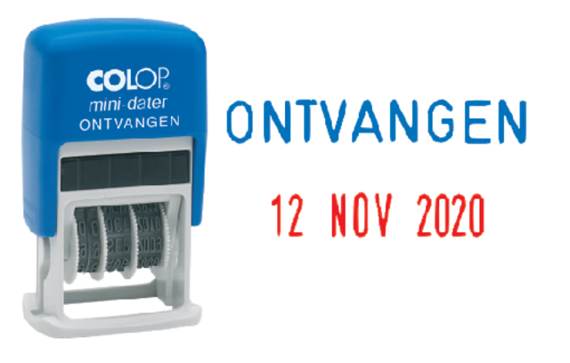 Cachet à Formules+Date Colop Printer Mini S 160/L2 'Ontvanger' bleu