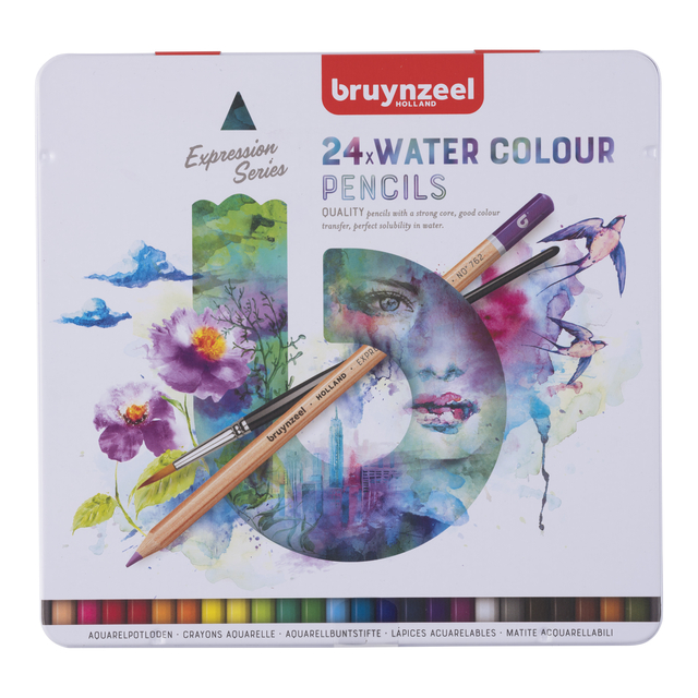 Crayon aquarelle Bruynzeel Expression boîte métal 24 couleurs