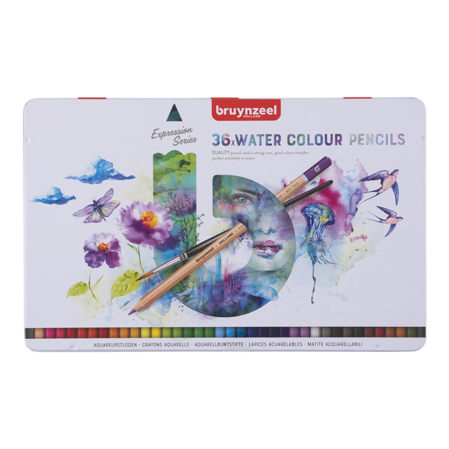 Kleurpotloden Bruynzeel Expression aquarel assorti blik à 36 stuks