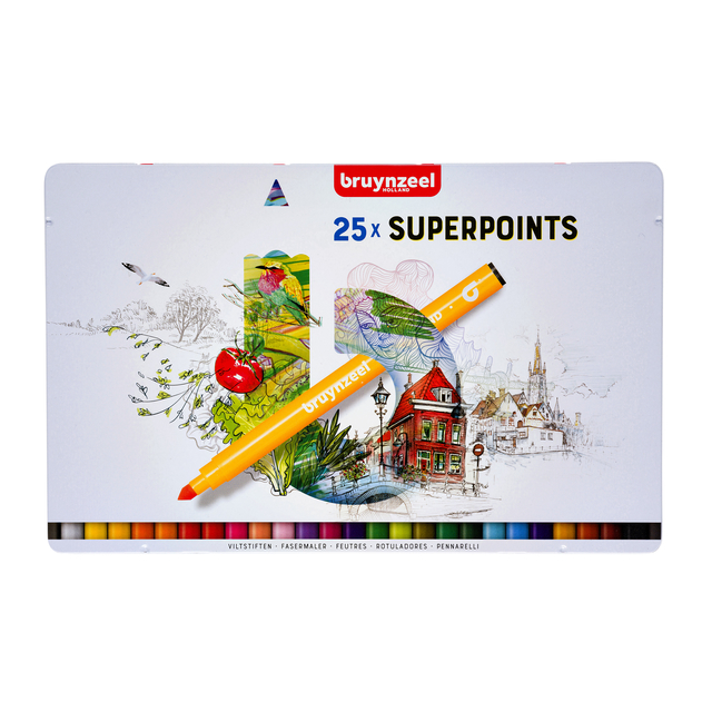 Viltstift Bruynzeel Expression super points blik à 25 stuks assorti