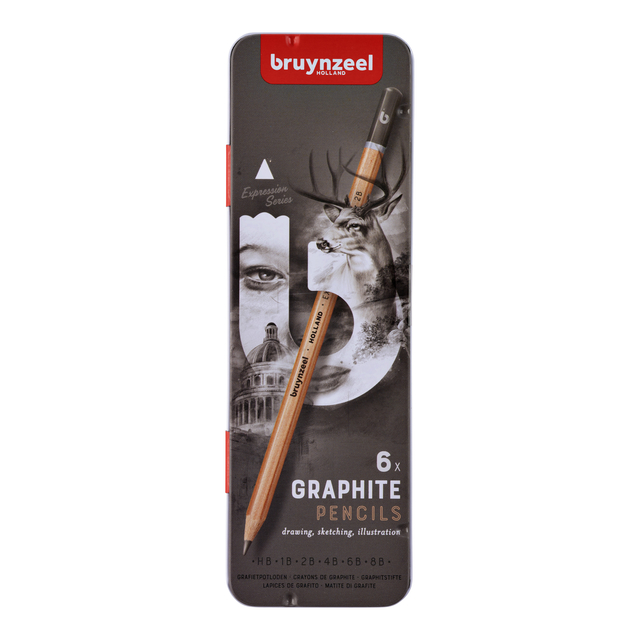 Crayons graphite Bruynzeel Expression set 6 duretés gris