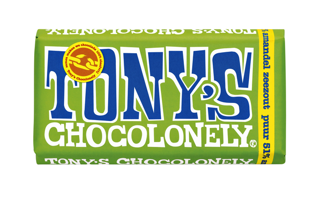 Chocolade Tony's Chocolonely puur amandel zeezout reep 180gr