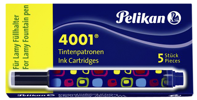 Inktpatroon Pelikan 4001 voor Lamy vulpen blauw doosje à 5 stuks