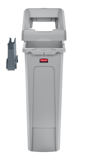 Afvalbak Rubbermaid Slim Jim Recyclestation starterset 87L grijs