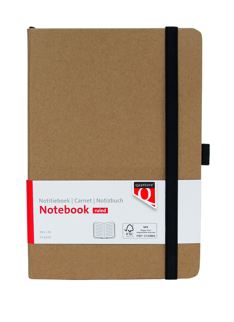 Carnet de notes Quantore A5 ligné 192 pages 80g kraft