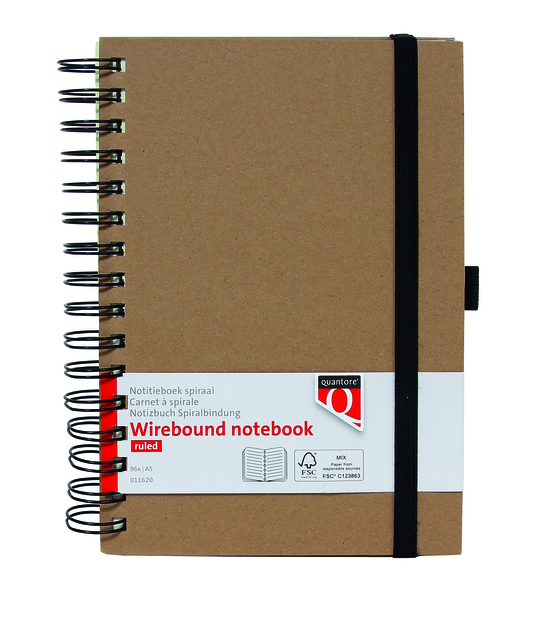 Carnet de notes Quantore A5 spirale ligné 192 pages 80g kraft