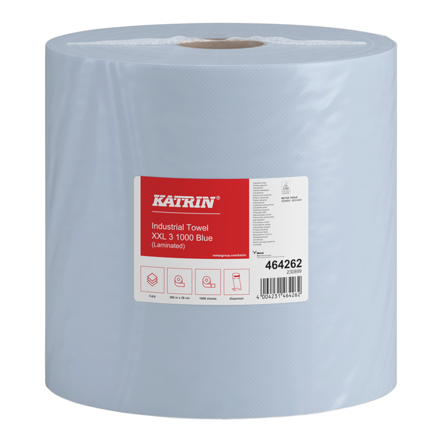 Papier de nettoyage Katrin Industrial XL 464262 3 épaisseurs 1000 feuilles bleu